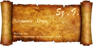 Szummer Irma névjegykártya